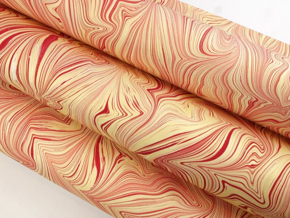 Gold and crimson agate pattern marbled A2 paper design