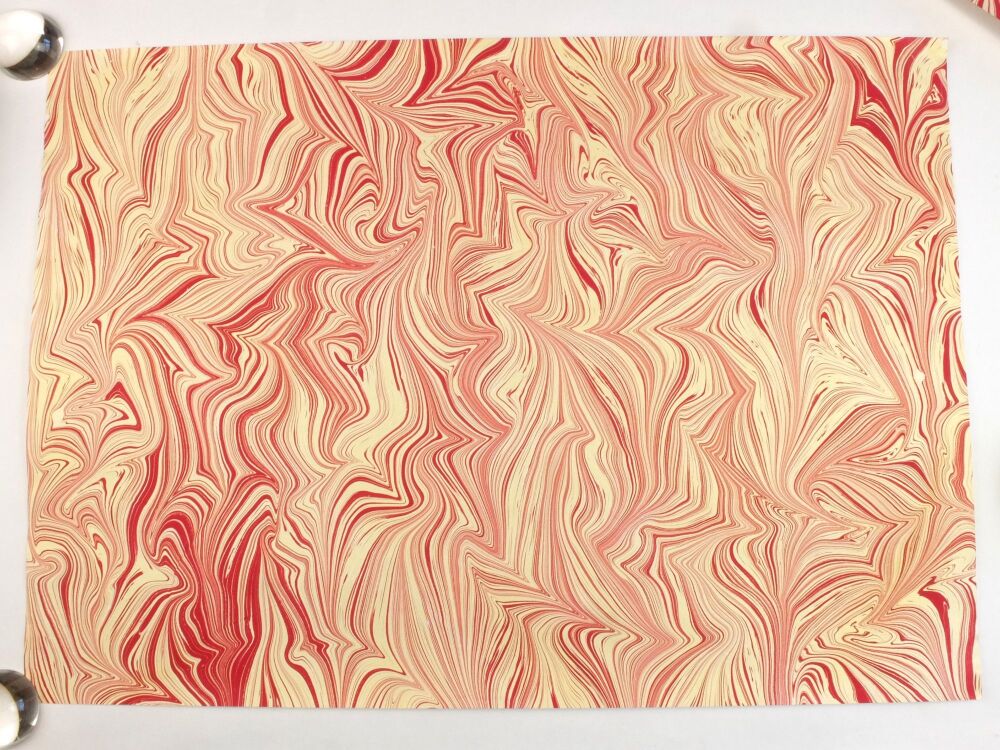 Gold and crimson agate pattern marbled A2 paper design