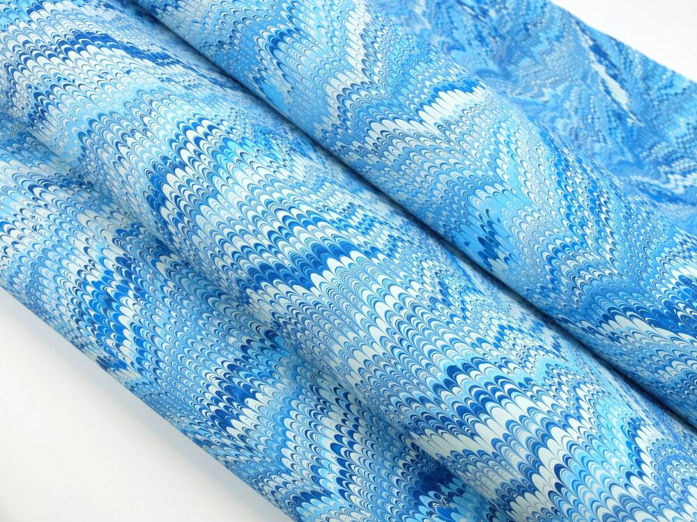 Blue mini non pareil marbled A2 paper design