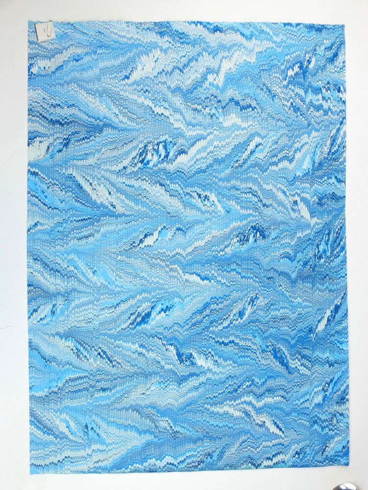 Blue mini non pareil marbled A2 paper design