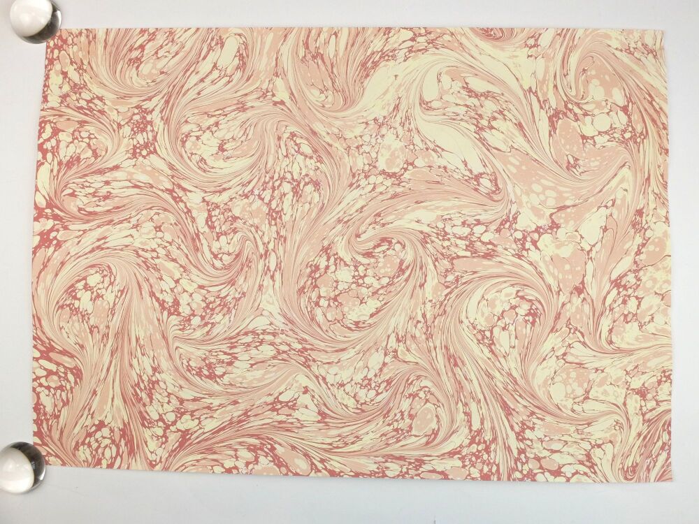 Pink and cream drawn stone pattern marbled A2 paper design
