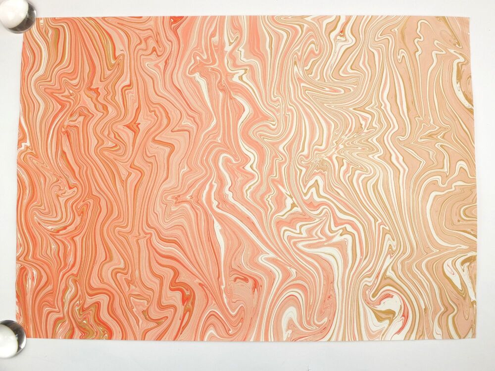 'Serenity' beautiful pink and neutral tones striped marbled A2 paper design