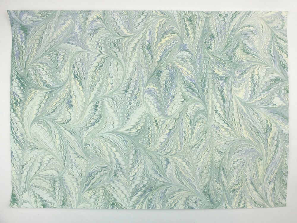 Pale green drawn nonpareil pattern marbled A2 paper design
