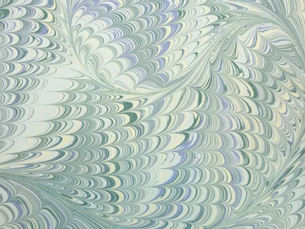Pale green drawn nonpareil pattern marbled A2 paper design