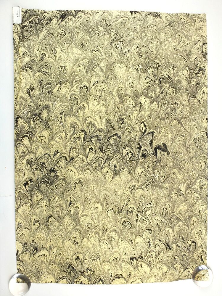 Black and gold bouquet pattern marbled A2 paper design