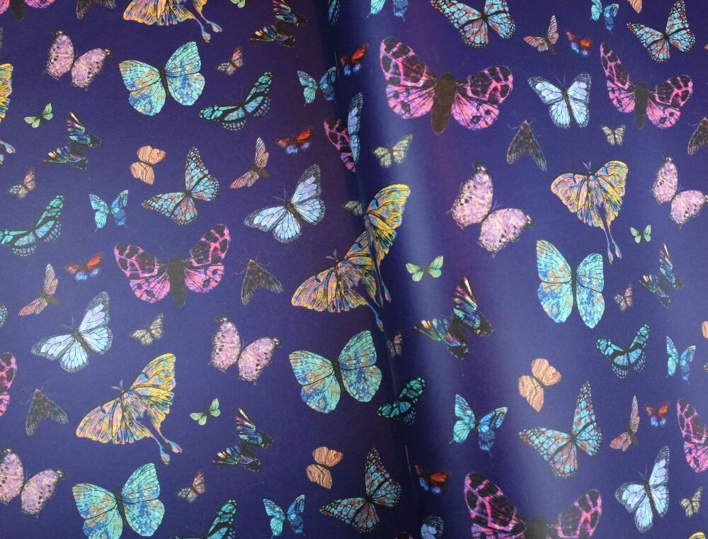 Papillio Butterflies and moths on blueberry 70 x 50 cm printed marbled wrapping paper
