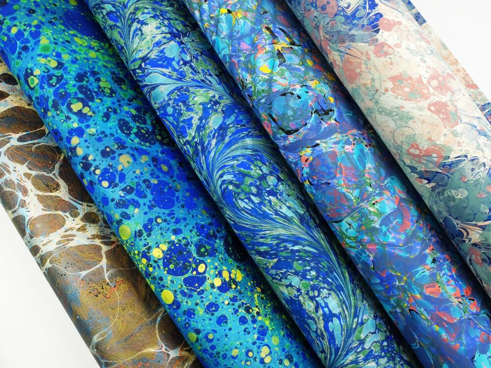 Mixed selection double marble A2 paper sheets