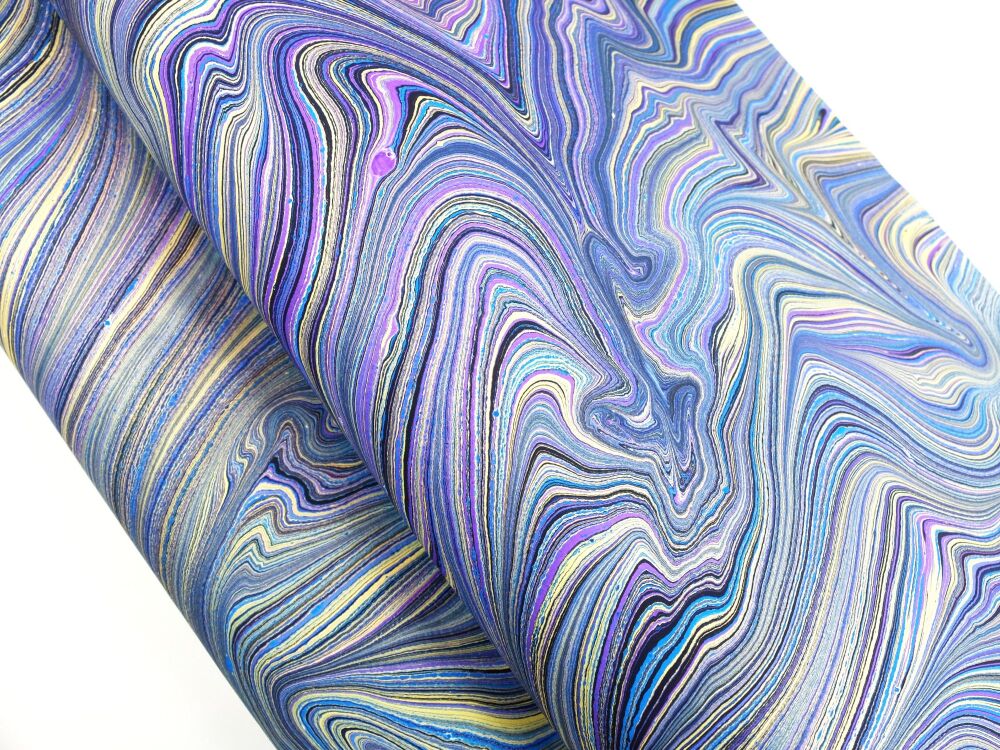 'Midsummer Meander' agate pattern marbled A2 paper design