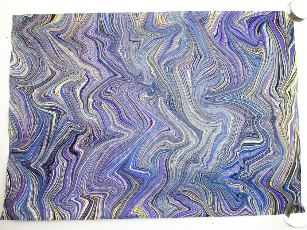 'Midsummer Meander' agate pattern marbled A2 paper design