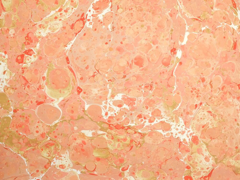 Peach, cream, caramel and orange stone pattern 'Lapidarium I' marbled A2 paper design