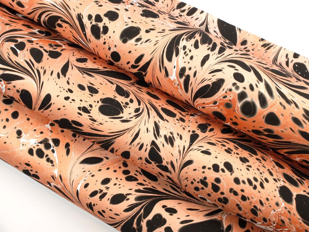 Black and copper drawn stone pattern animal print marbled A2 paper design