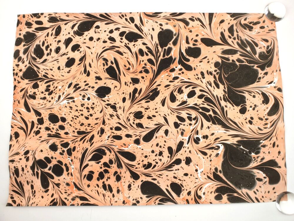 Black and copper drawn stone pattern animal print marbled A2 paper design