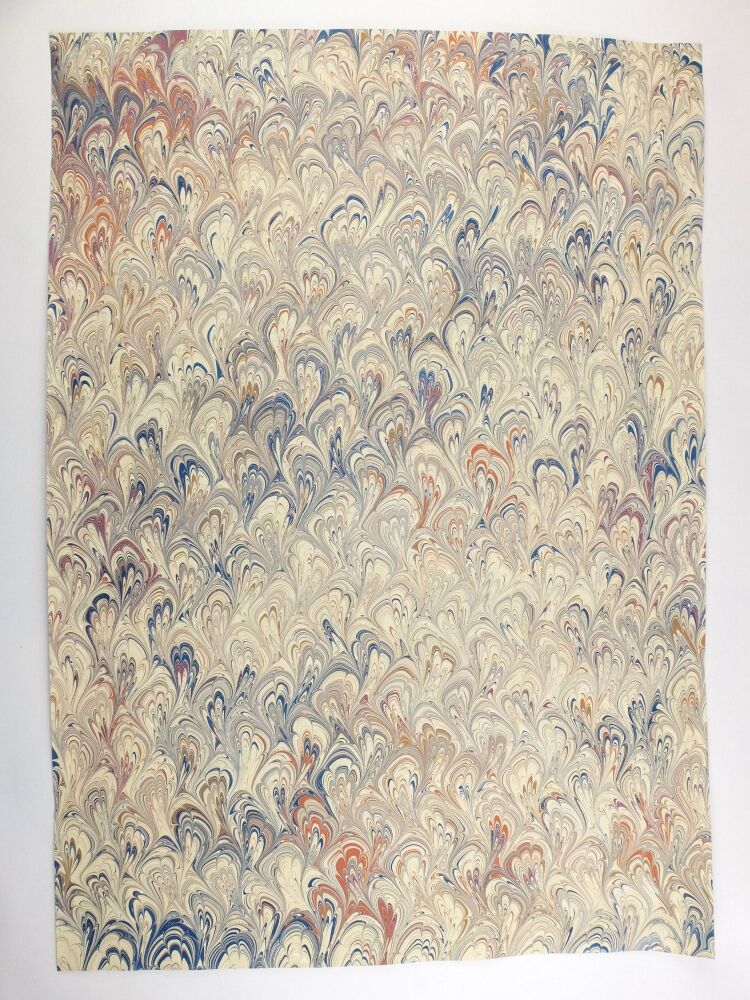 Autumnal fall colours bouquet pattern A2 marbled paper