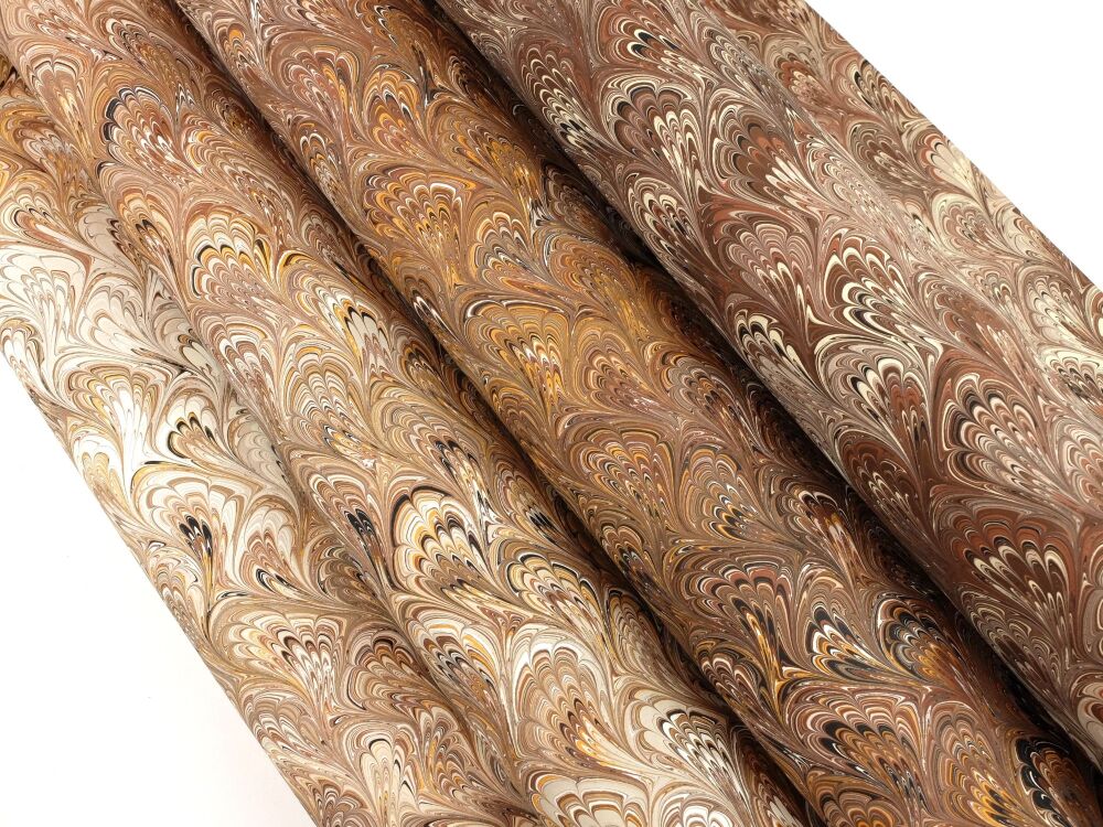 Autumnal fall colours bouquet pattern A2 marbled paper