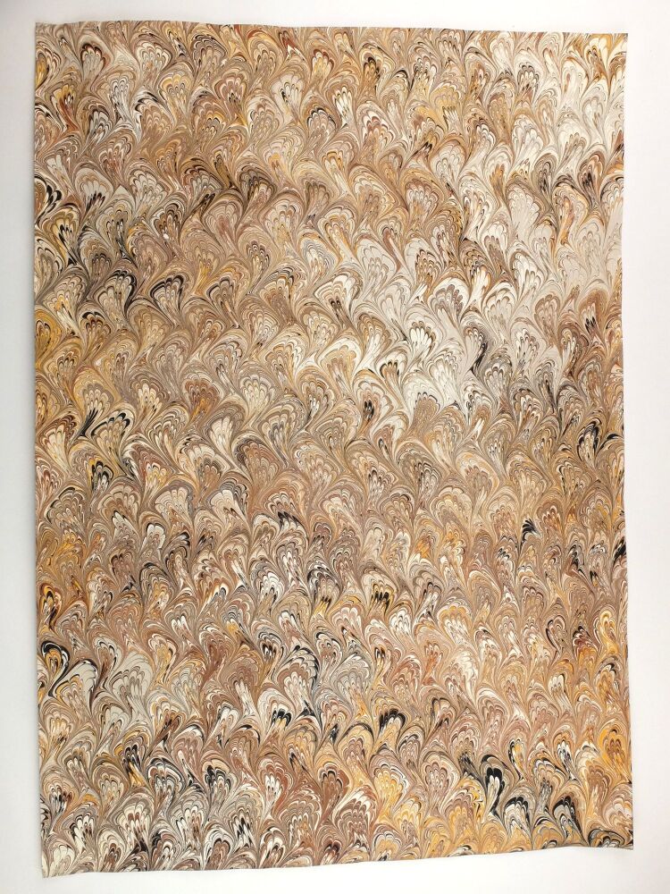 Autumnal fall colours bouquet pattern A2 marbled paper