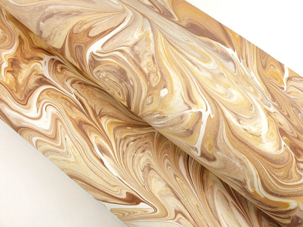 Golden browns 'flow'  marbled A2 paper design