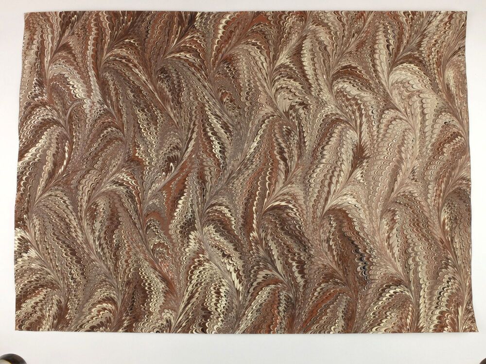 Autumnal fall colours waved Icarus pattern A2 marbled paper