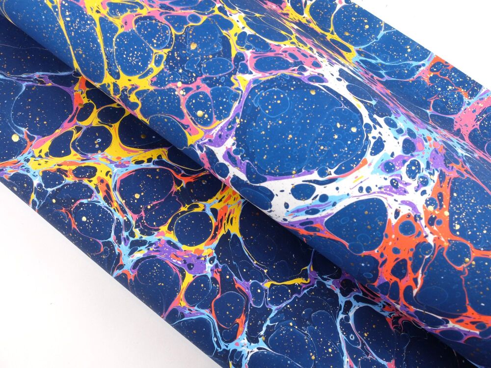 Multicolour vein gold speckles stone space pattern marbled A2 paper design