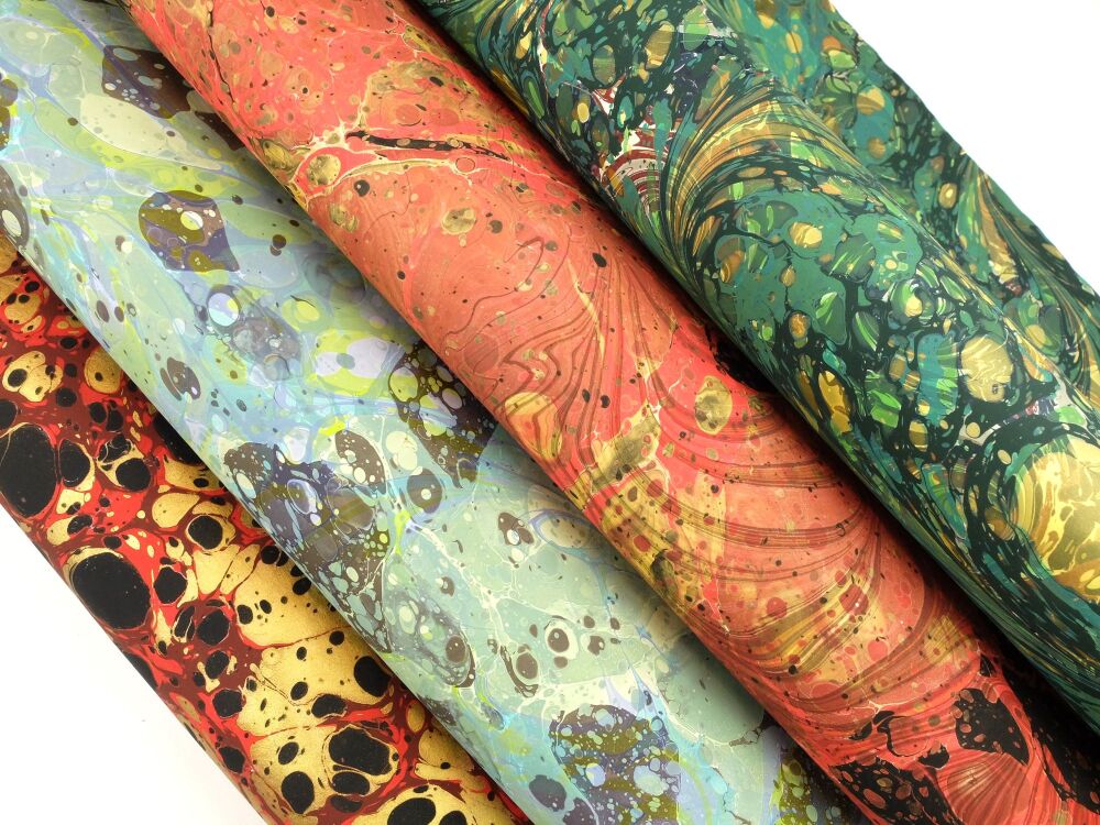 Mixed selection double marble A2 paper sheets
