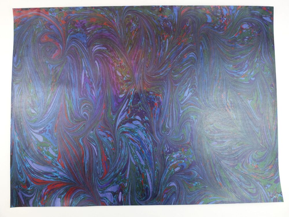 Black and metallic paint marbled A2 paper design