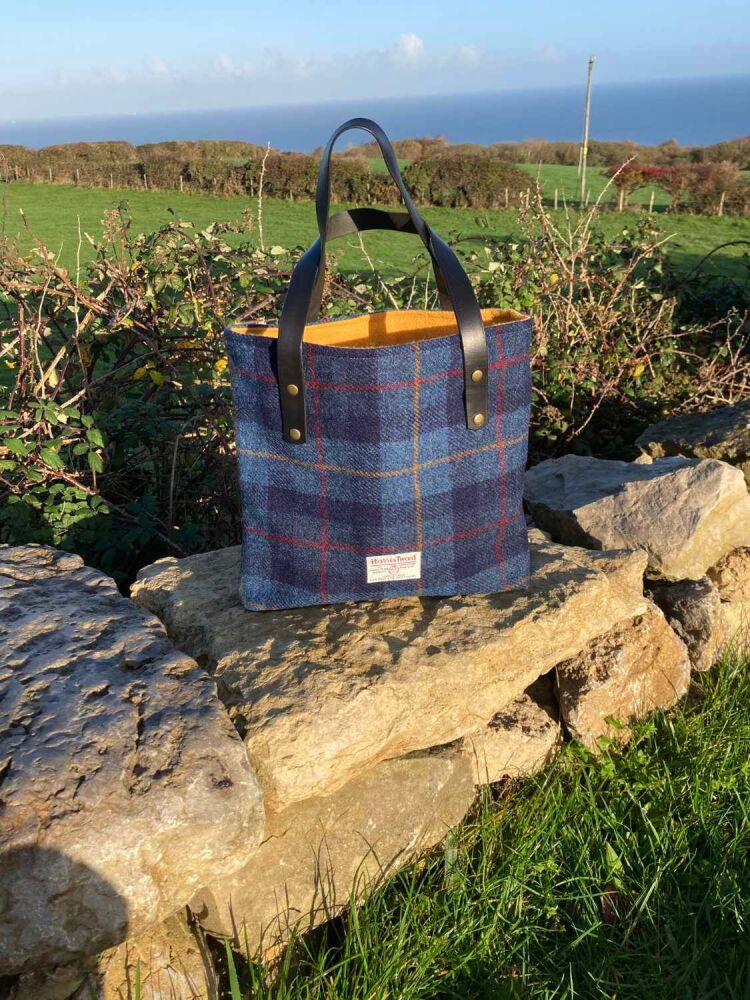 Large Harris Tweed Plaid Tote Bag