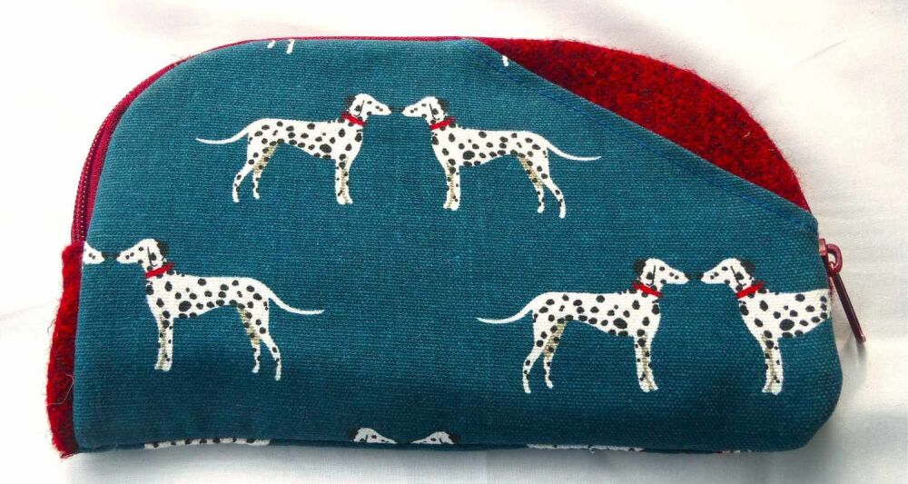 Blue and Red Dalmation Curved Purse