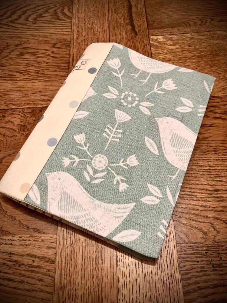 A5 Notebook/Diary cover - duck egg blue Scandi Birds