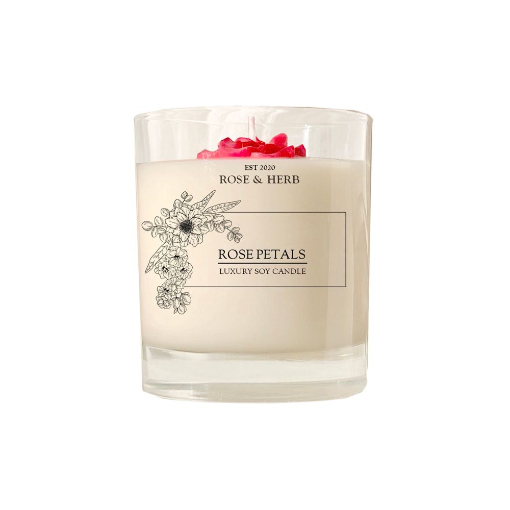 Rose Petals Soy Wax Candle Rose & Herb Luxury Home Fragrances