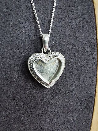 Cubic Zirconia Heart Pendant - Sterling Silver