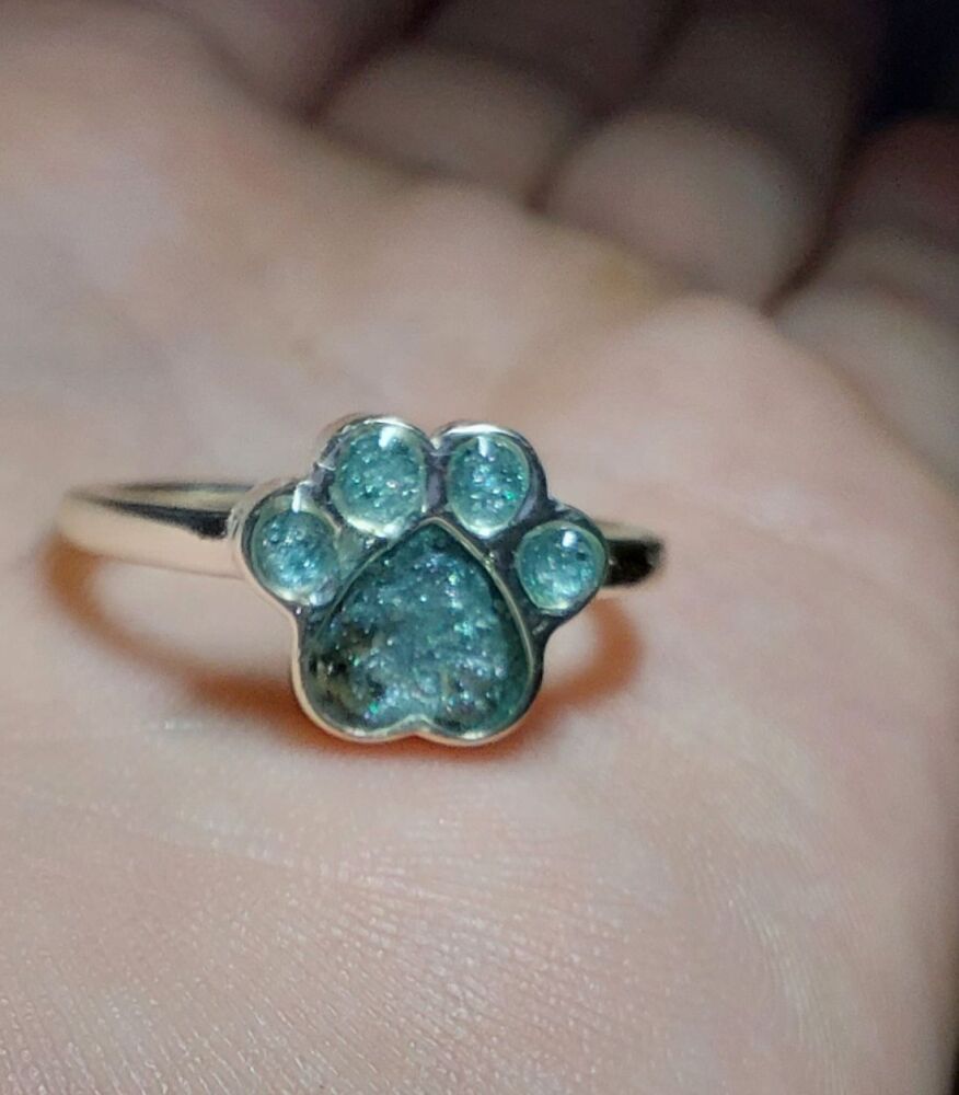 Pawprint Pet Memorial Ring Sterling Silver