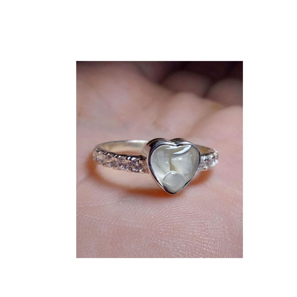 Breastmilk Heart Ring w/ Cubic Zirconia