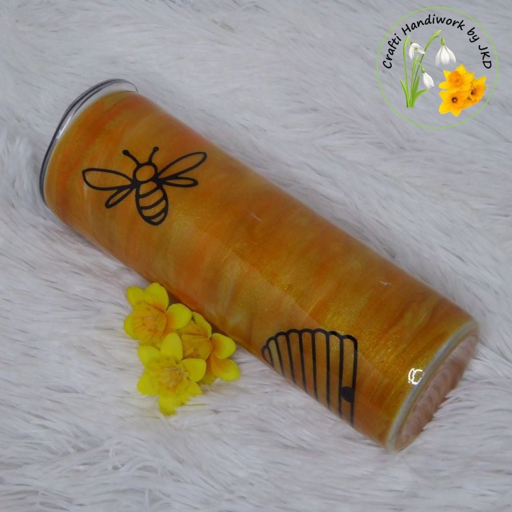 Personalised Honey Bee Mica Swirl 20oz Skinny Tumbler