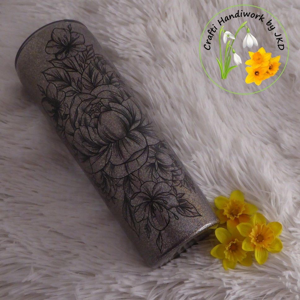 Flower Tattoo and Glitter 20oz Skinny Tumbler