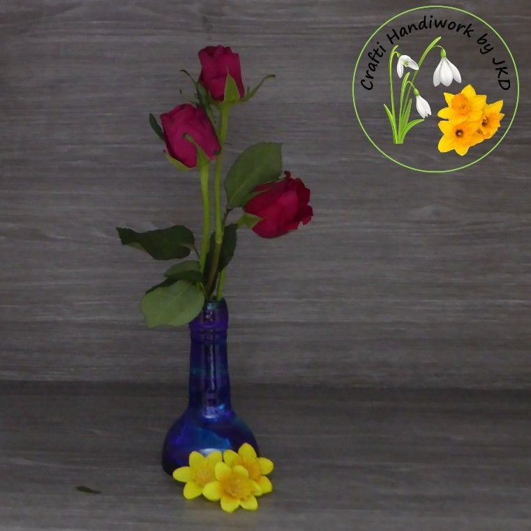 Recycled Bottle Candle Holder/ Pose Vase - Decorated with Ink