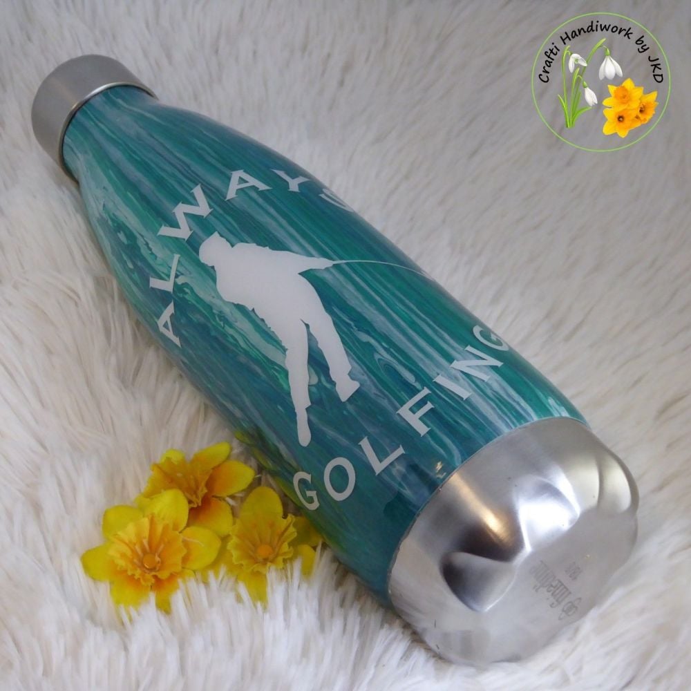 Stainless Steel Golf Themed Sports Bottle - Always Golfing