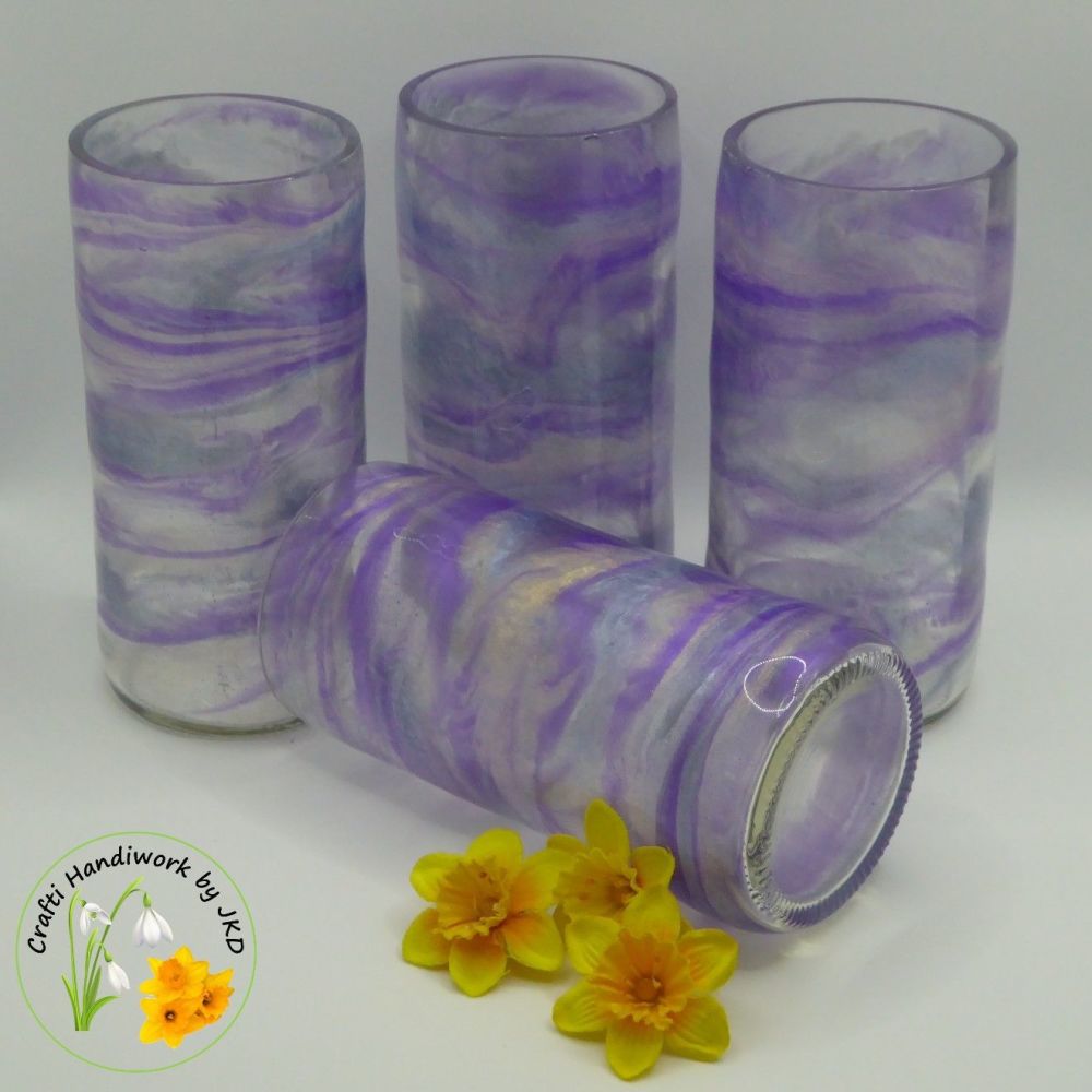 Upcycled Bottle Glasses - In Purple, Pale Blue and a Hint of SIlver