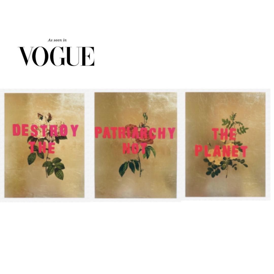 DESTROY THE PATRIARCHY NOT THE PLANET triptych gold leafed limited edition 