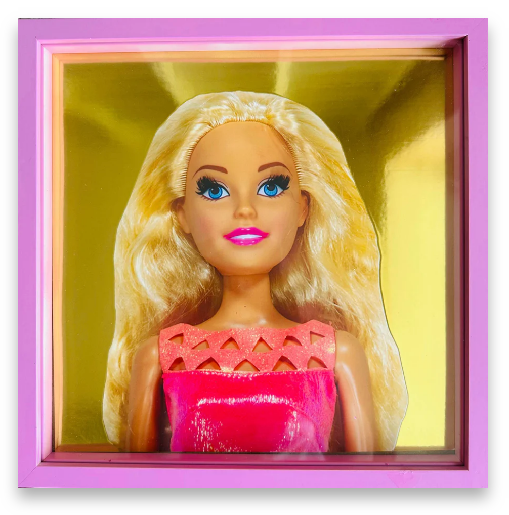 Barbie Gold, Pastel Pink Framed