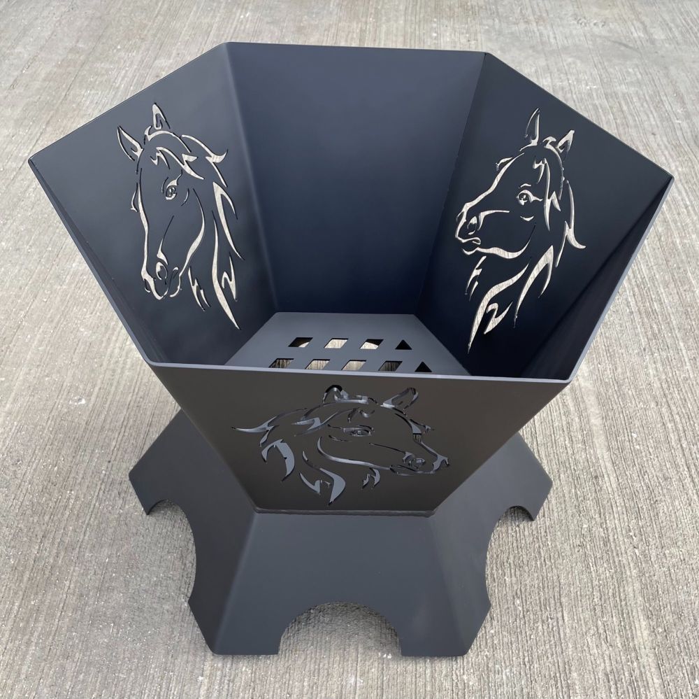 Hexagonal High Fire Pit - Horse