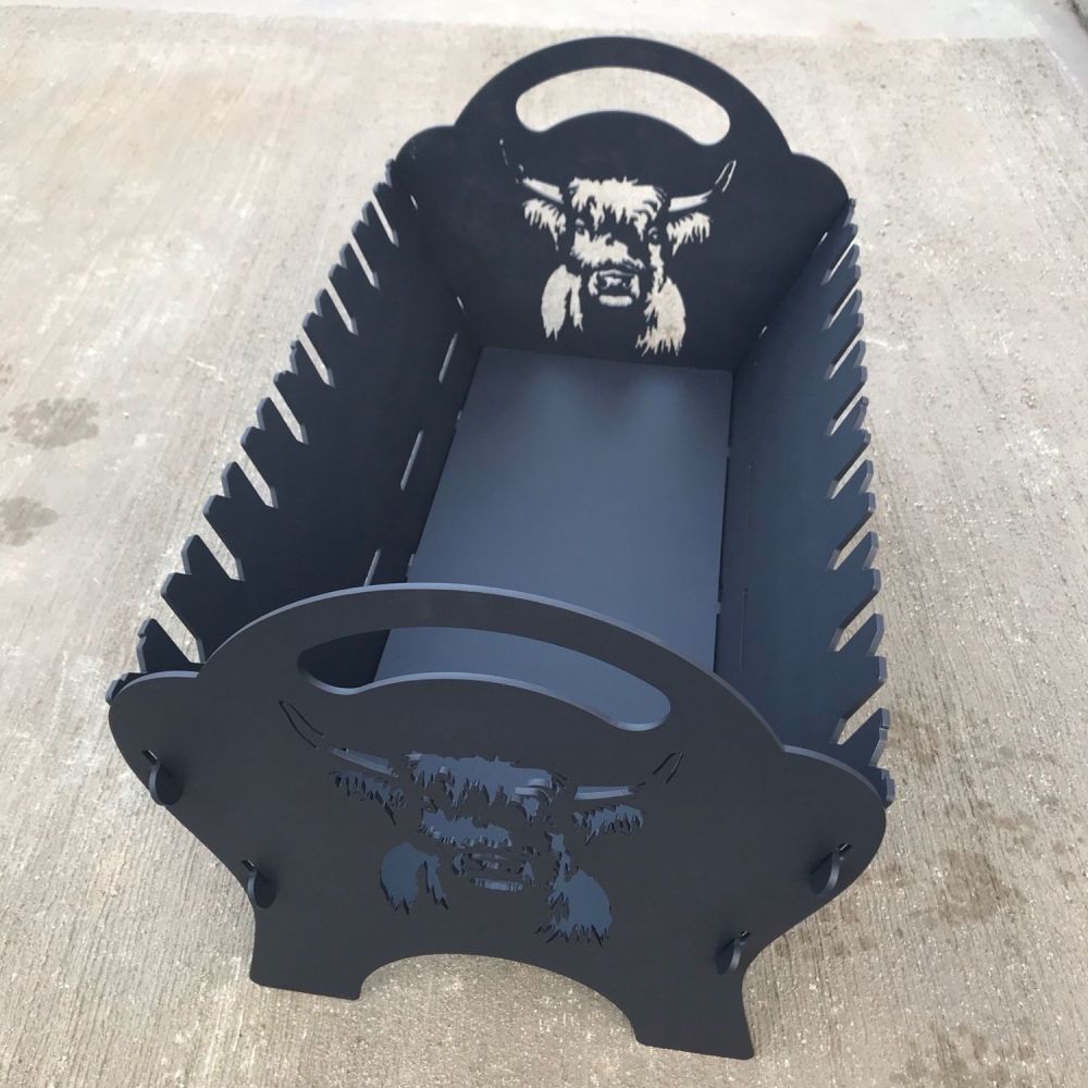 Large BBQ Grill Fire Pit - Highland Cow