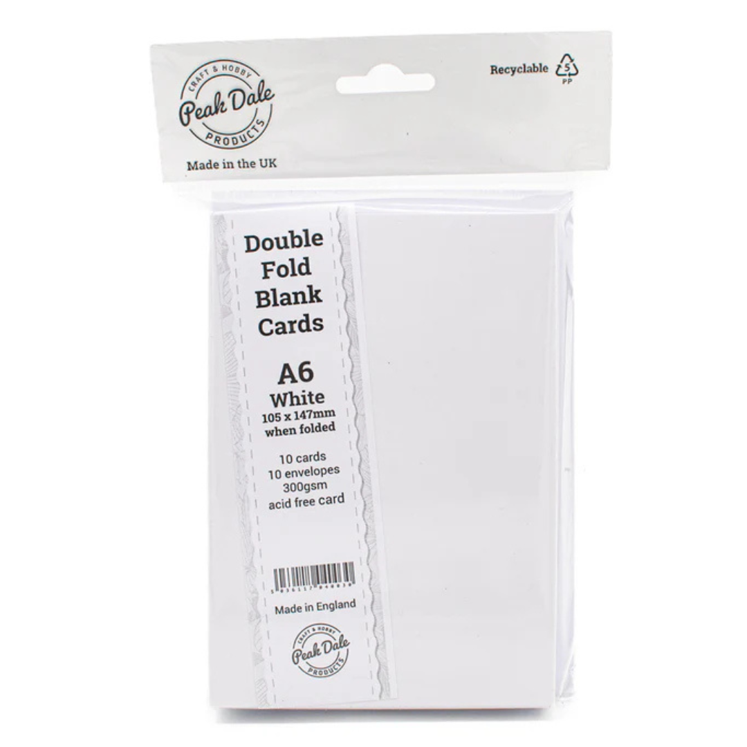 Double Fold Cards A6 - White.  Pack of 10