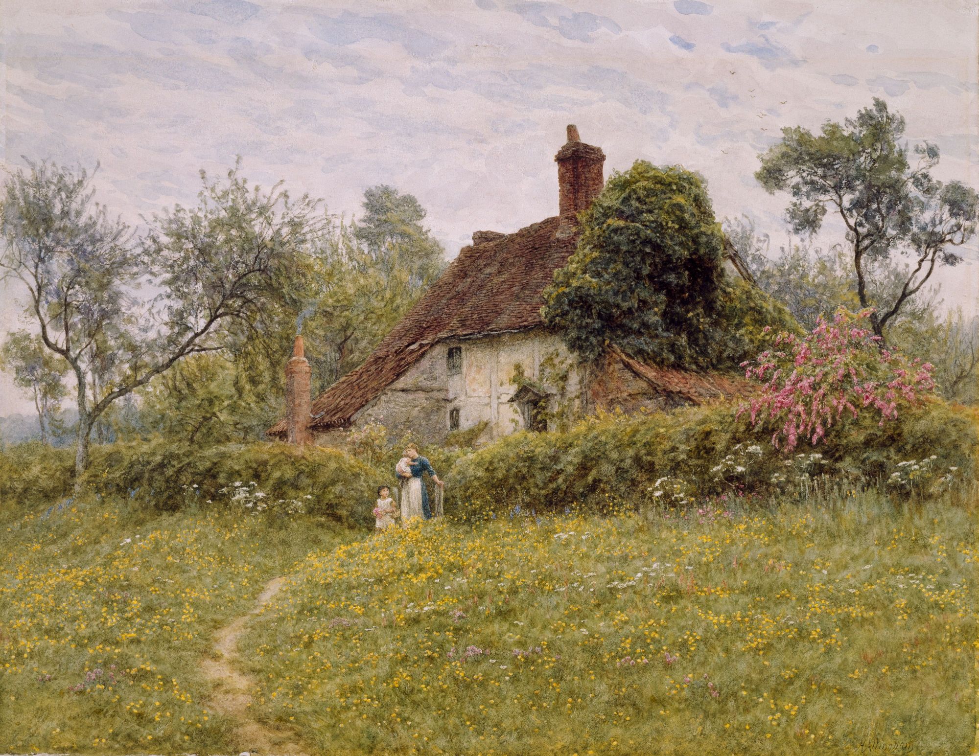 Old Cottages at Pinner, 1885-1895 by Helen Allingham