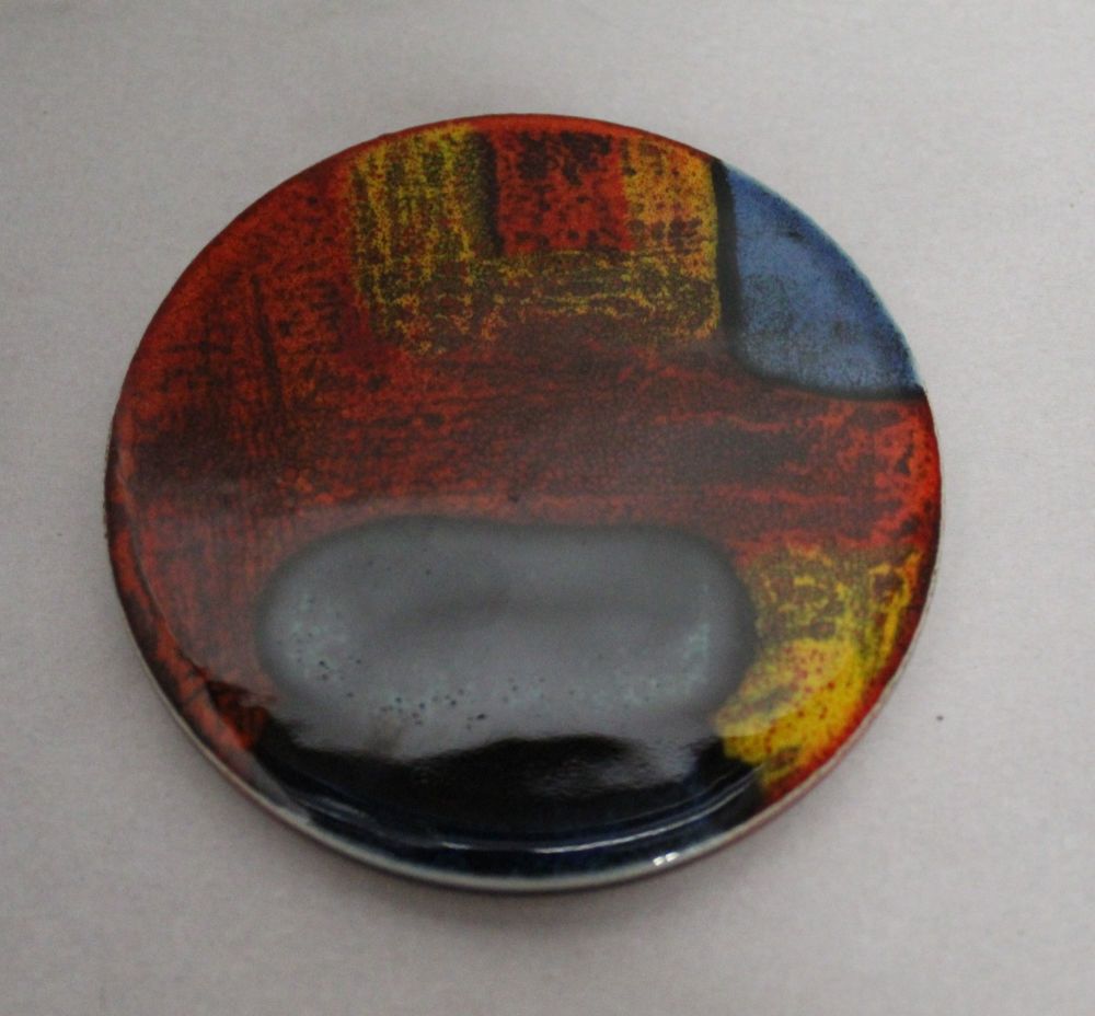 Ceramic hand painted coaster cork backed for protection  - Studio Poole Gemstones
