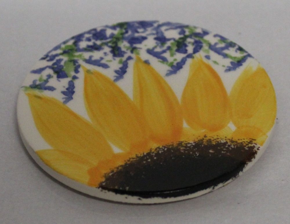 Ceramic hand painted coaster Cork backed for protection  - Studio Poole Vincent design
