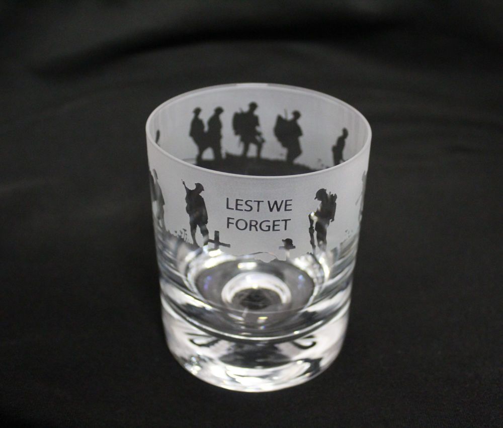 Glass Whisky Tumbler "Lest we forget "