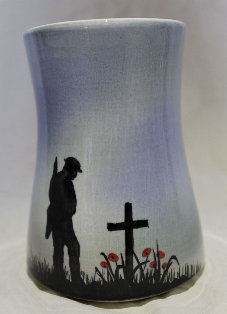 Hand Thrown 4 inch Vase - Mourning Soldier - Blue