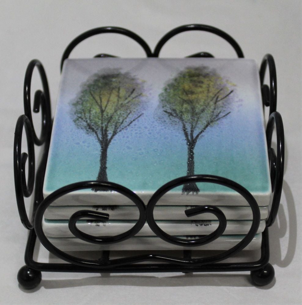 Coasters - Set of 4 - Trees in the Mist design