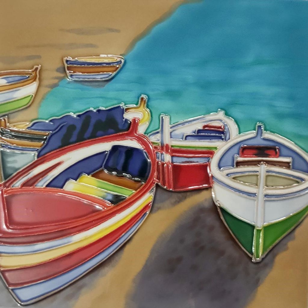 Ceramic Trivet - Colourful Boats