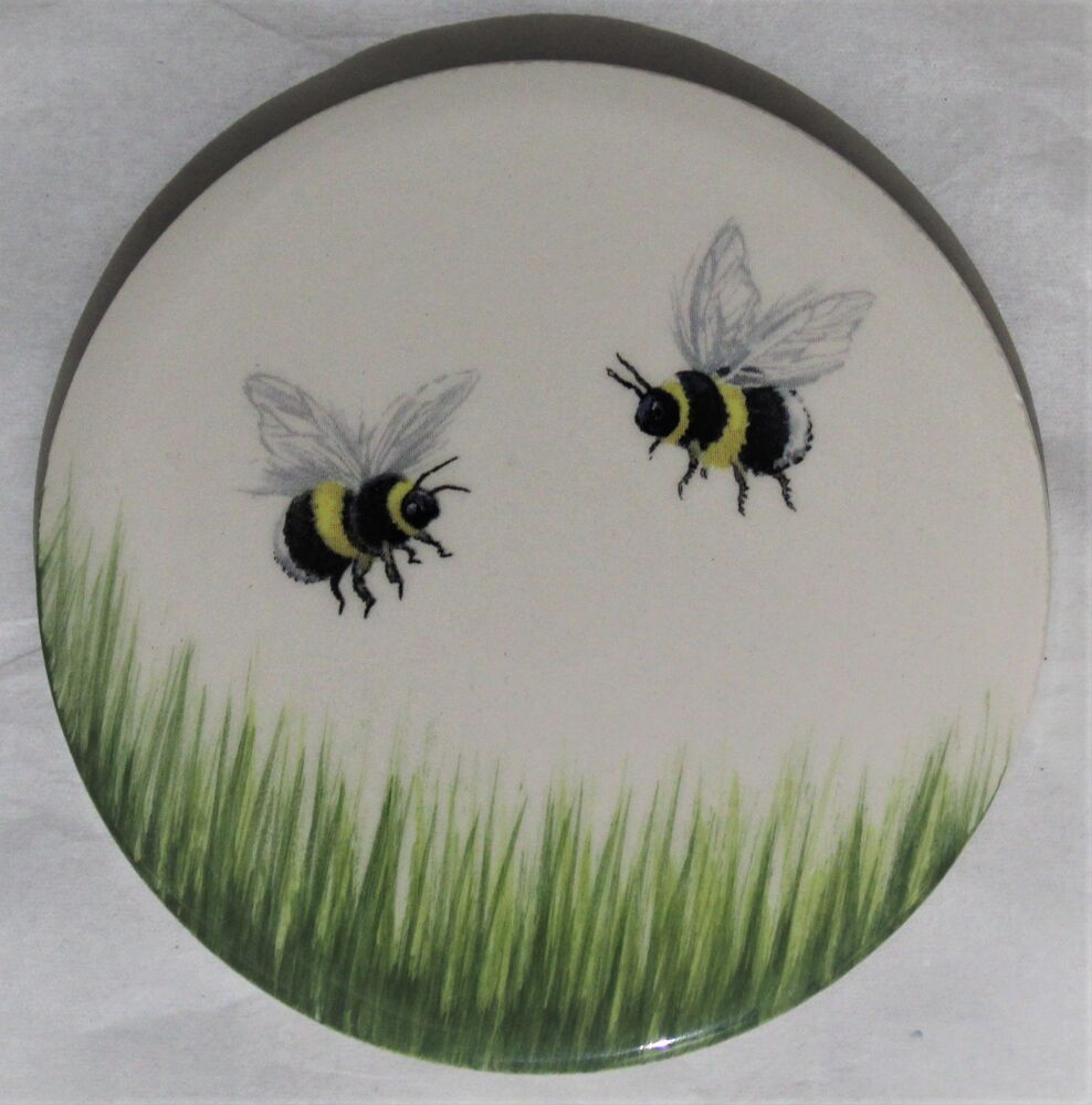 Ceramic hand painted coaster - Bees design