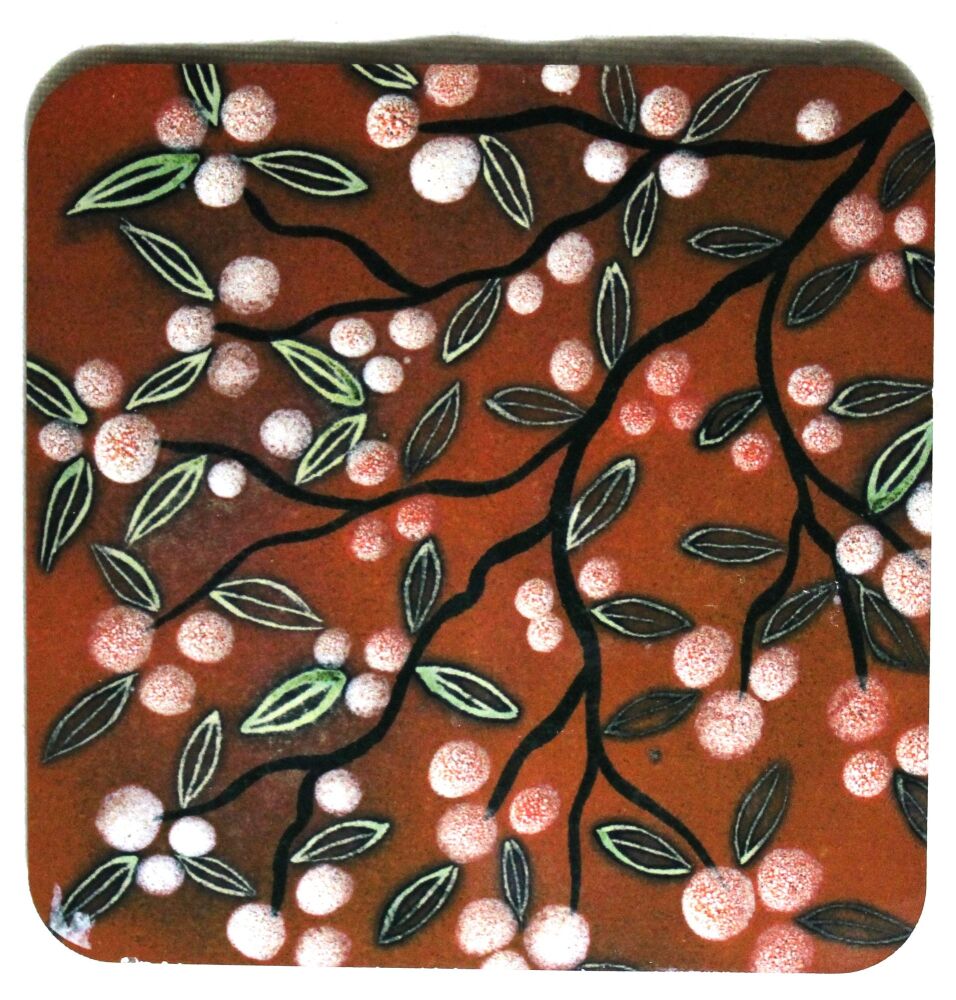 Wooden Coaster - Studio Poole Blossom design